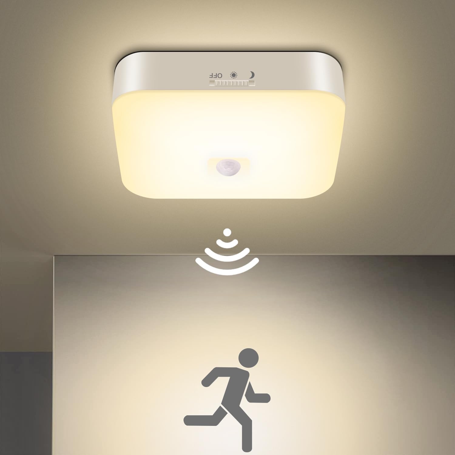 Rechargeable Motion Sensor Closet Light, Wireless Lights, 500LM, Warm Yellow