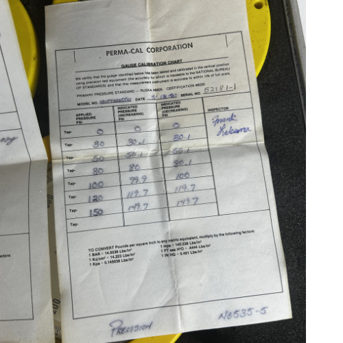 PERMA-CAL Process Gauges Set 3 Yellow Gauges w/Case industrial