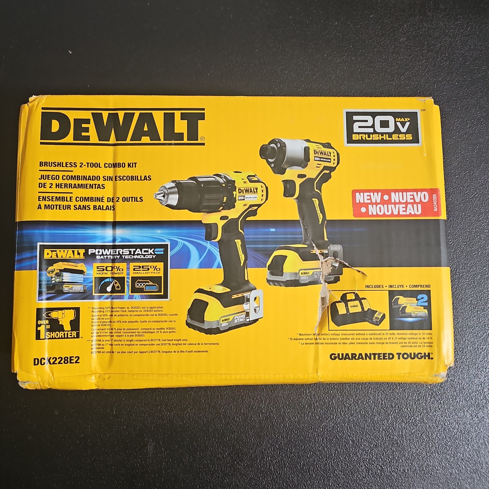 DEWALT 2-Tool Combo Kit- Impact and Drill DCK228E2 & 2 Powerstack batteries NEW
