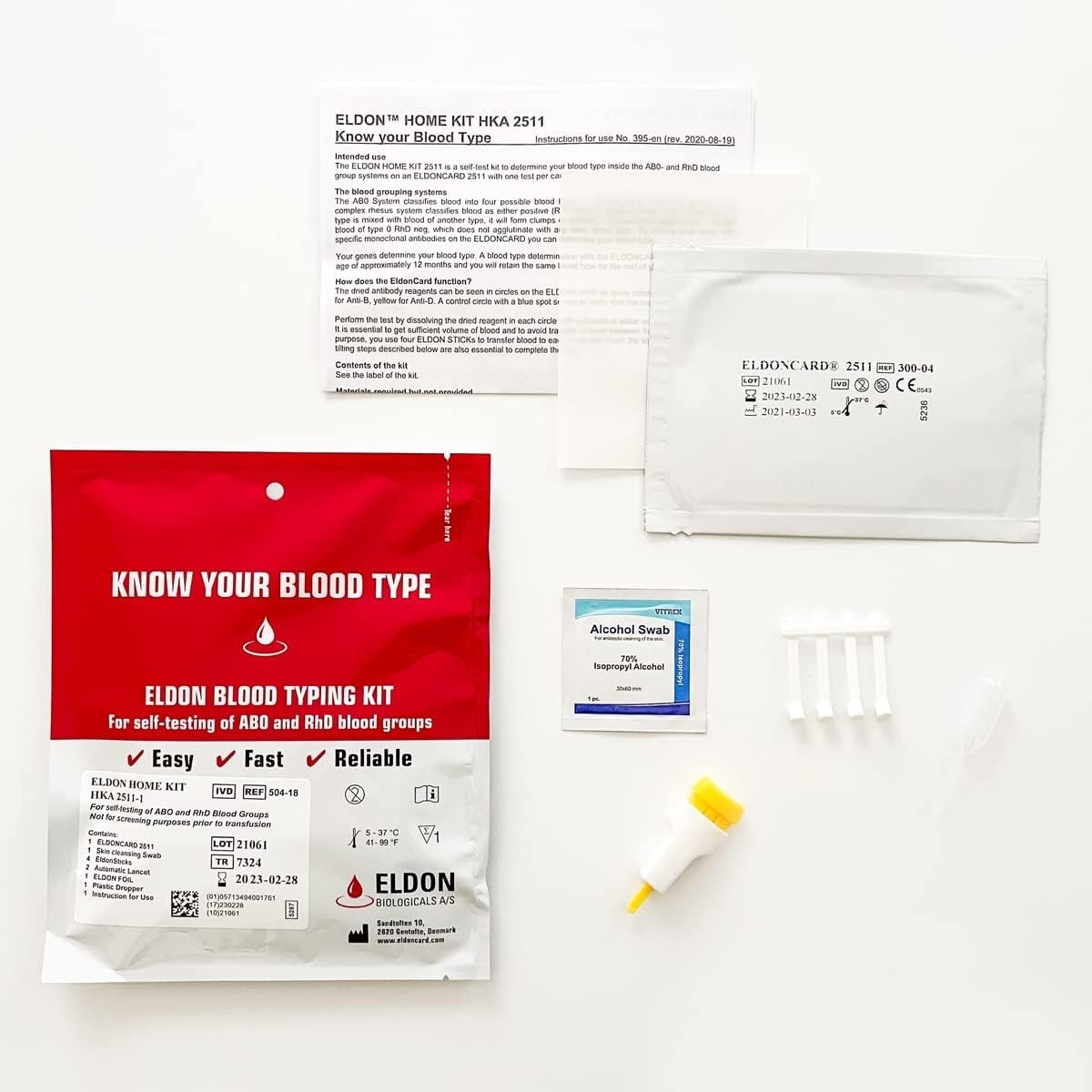 Home Blood Typing Kit - Extra Lancet Included