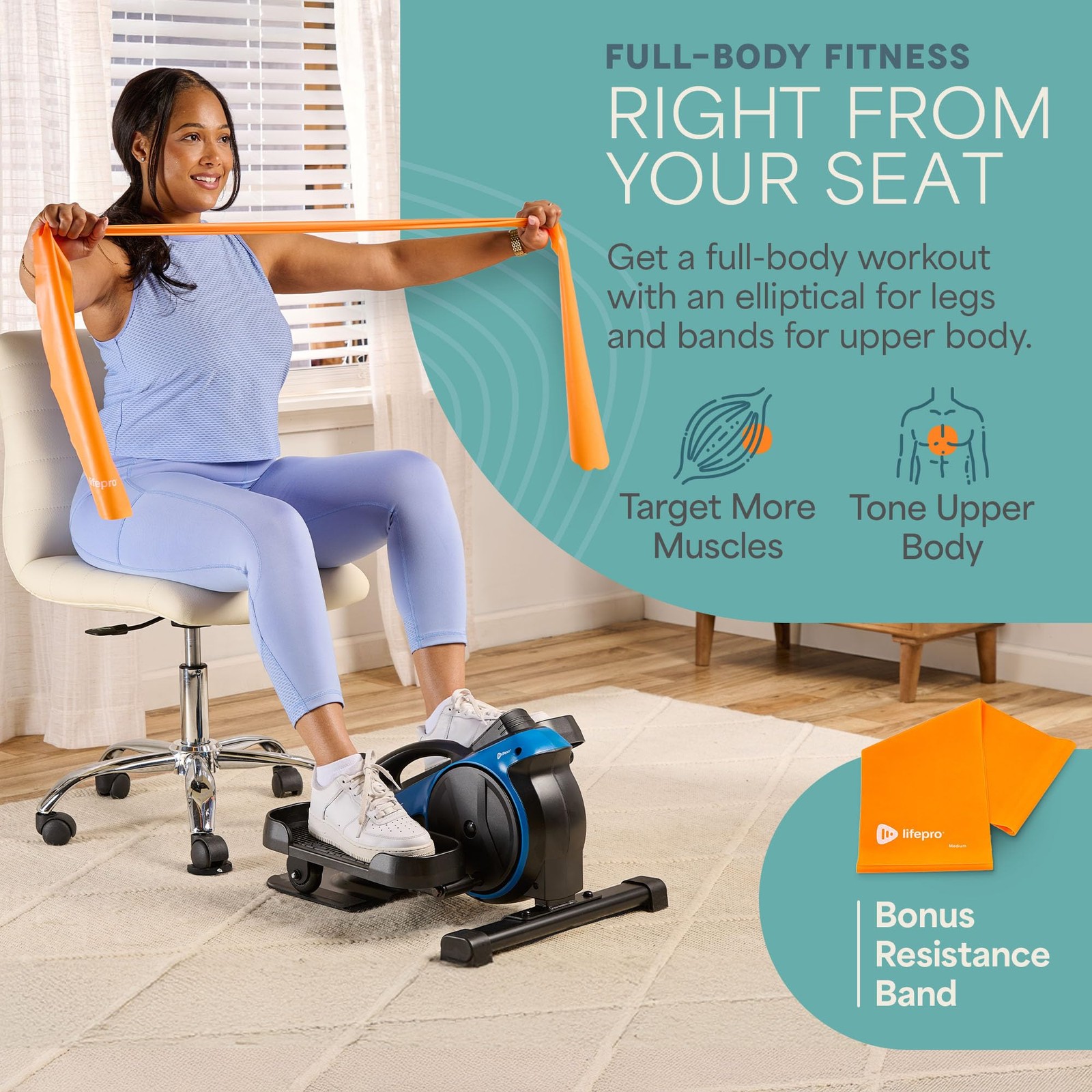 Lifepro Portable Elliptical Exercise Machine Under Desk - Motorized Pedal Exerc-