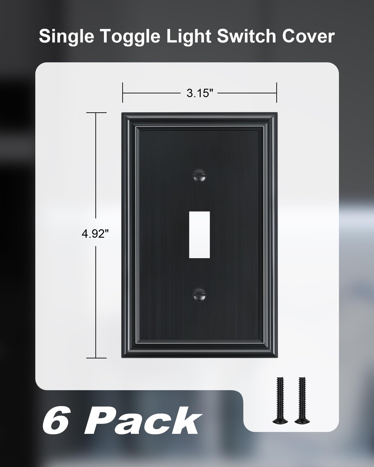 6-Pack Single Toggle Light Switch Cover Plate, Durable Solid Zinc Alloy Decor...