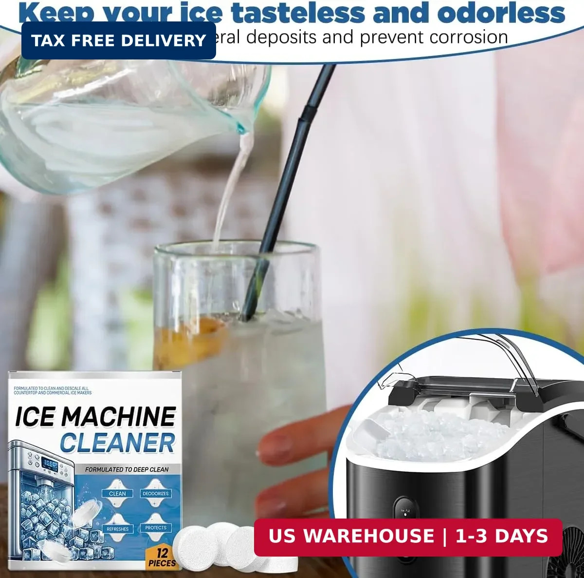 Ice Machine Cleaner Maker Descaler - 24 Ice Maker Cleaner Tablets, Compatible wi
