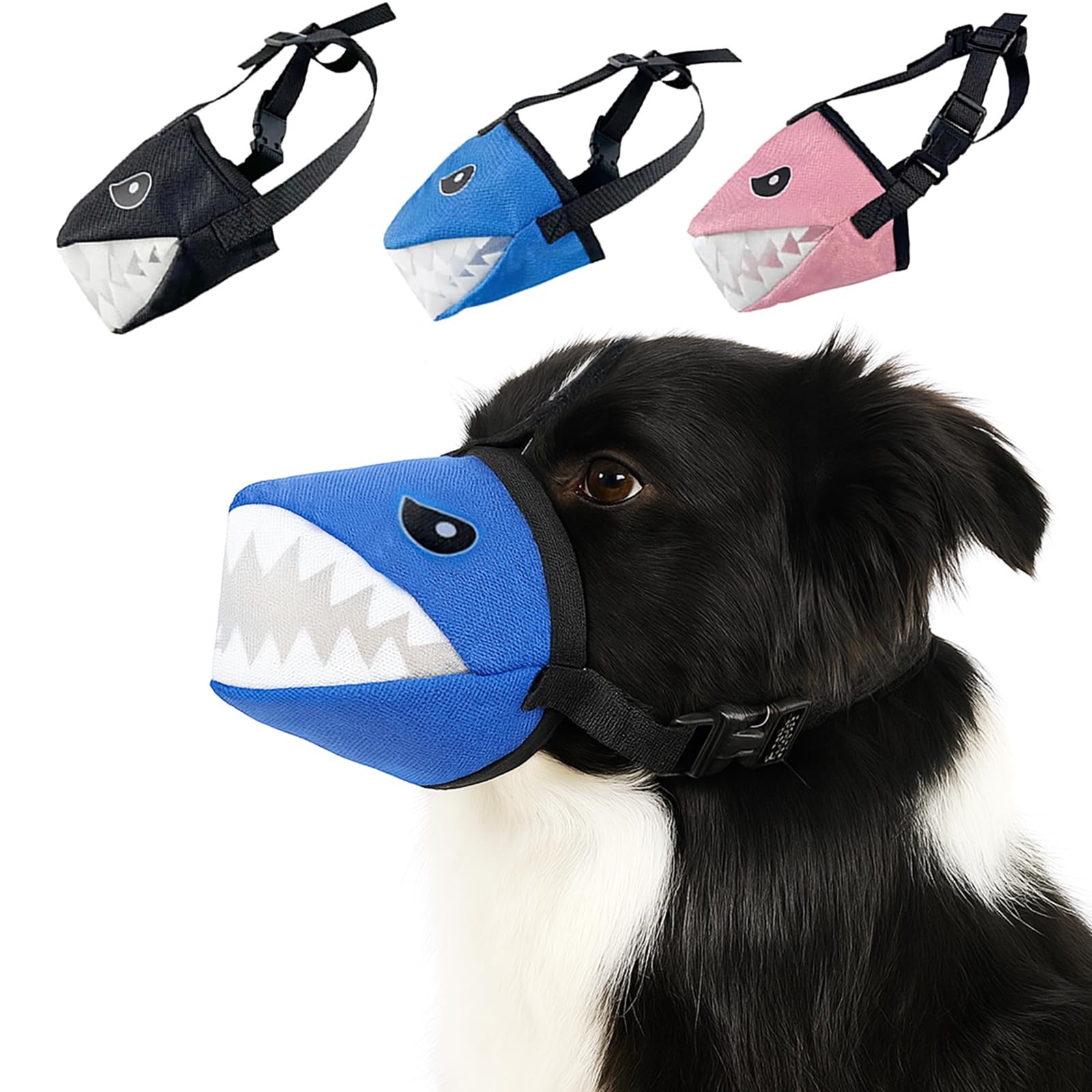 Colenumone Mesh Dog Muzzle Shark Design Adjustable No Biting Barking Chewing