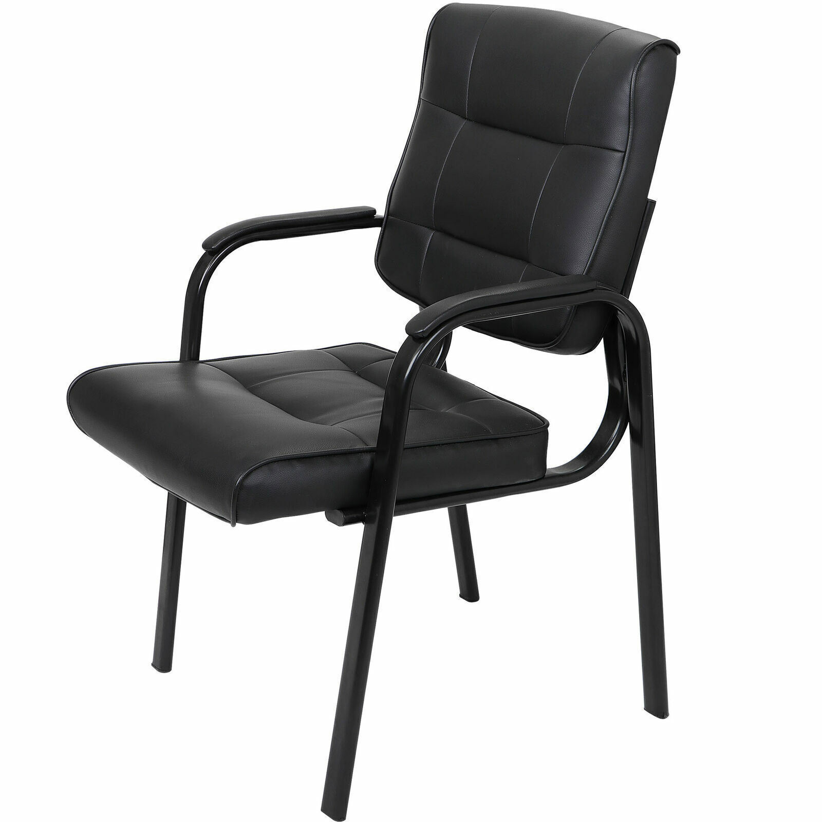 3PCS Classic Leather Guest Reception Waiting Room Office Desk Side Chairs Black