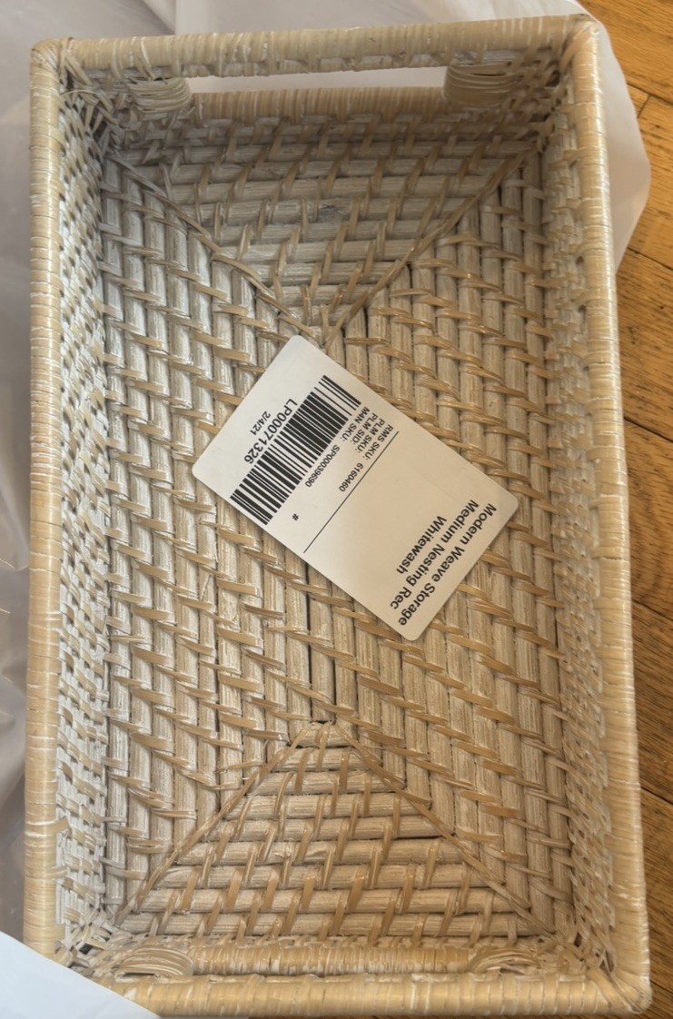 West Elm  Modern Weave Storage Medium Nesting Rectangle Whitewash photo sample