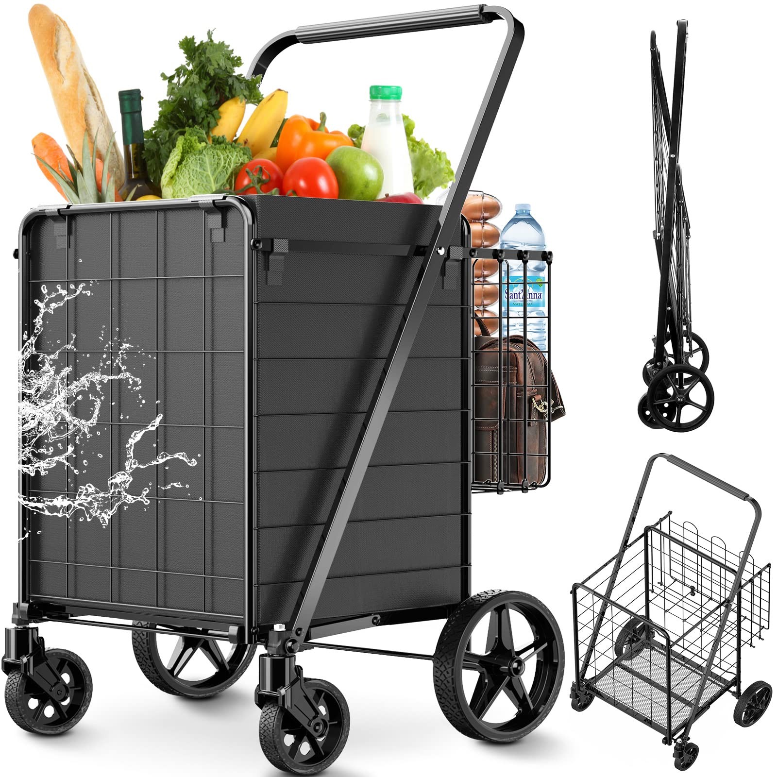 330LBS Capacity Shopping Cart for Groceries,Upgraded Jumbo Grocery Cart with ...