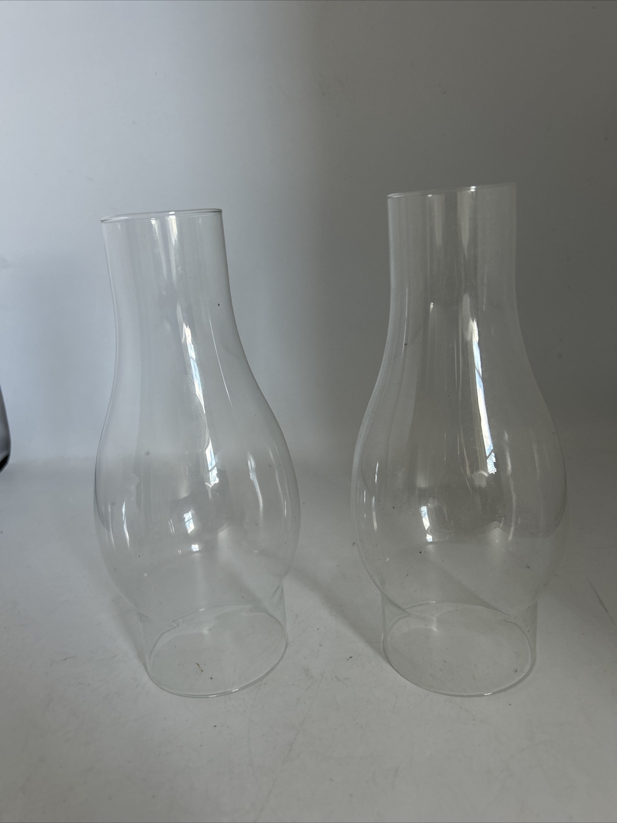 Lot of 2  8.75" Clear Glass Oil Kerosene Electric  Lamp Chimney 2.75" base