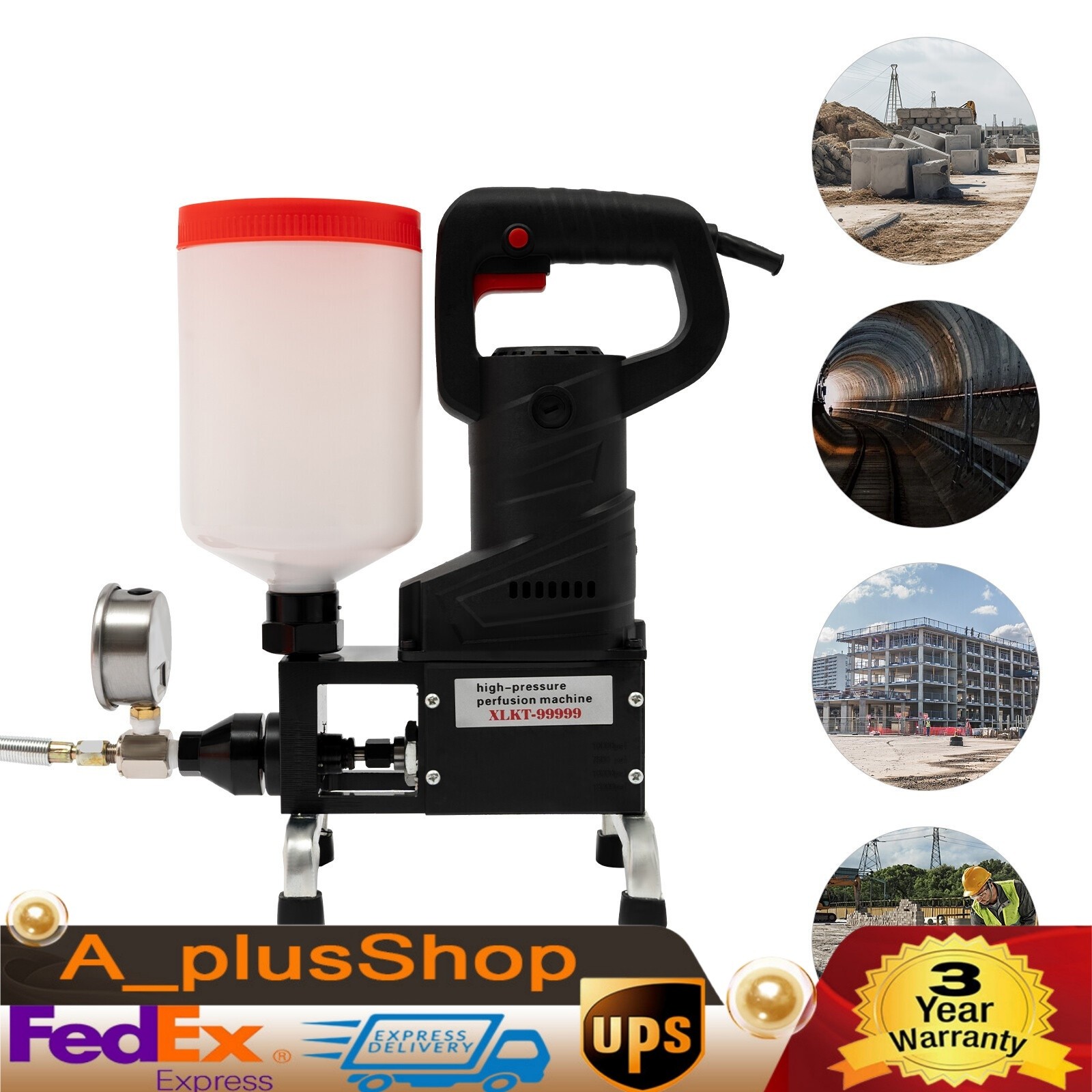 0-10000PSI Electric Grouting Machine High Pressure Grouting Injection Pump 1100W