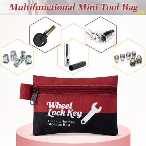 2Pack Wheel Lock Key Storage Pouch with Zipper() | Canvas Wheel Lock Key Red