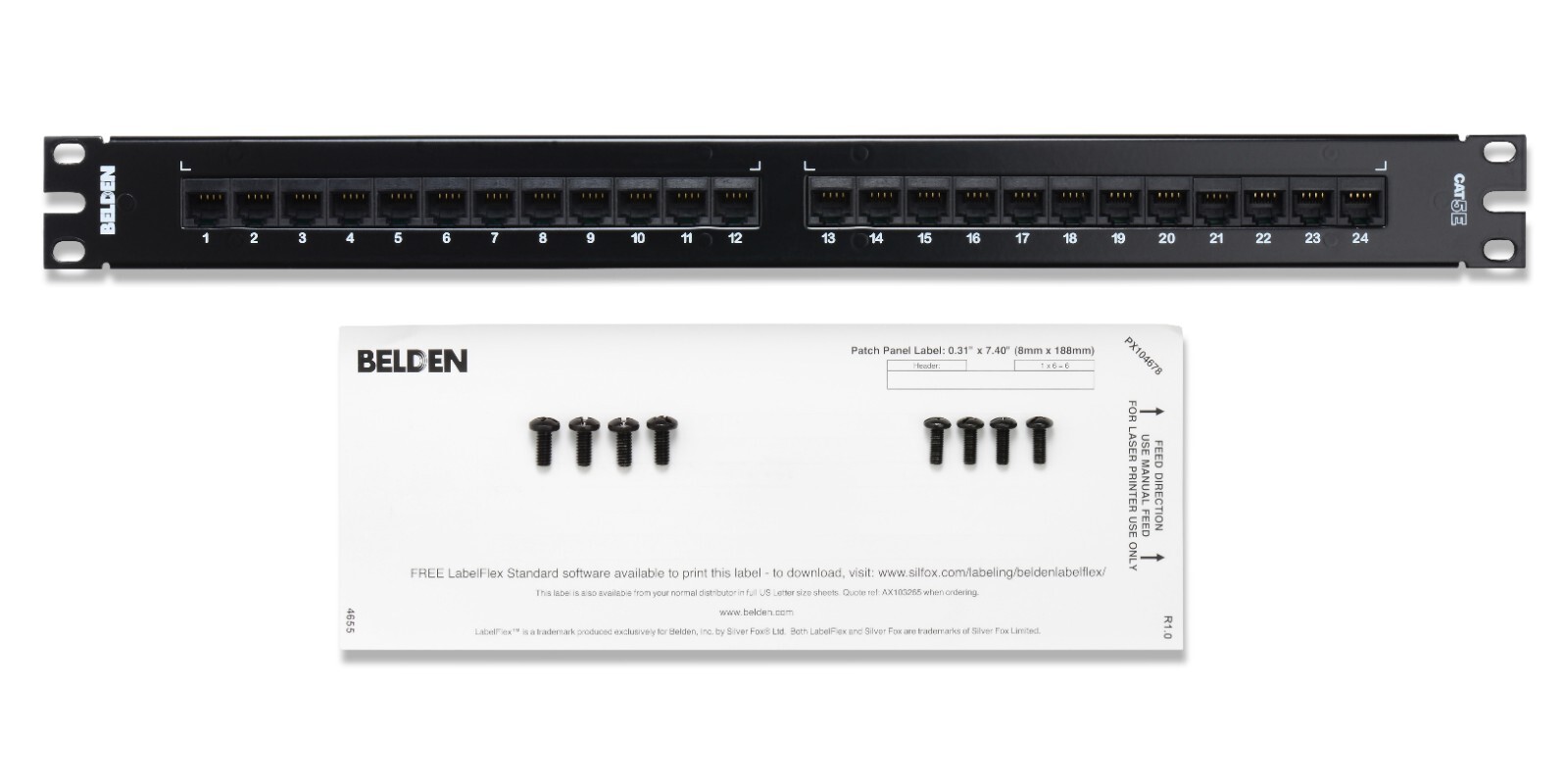 Belden AX103258 24 Port CAT5E HD-110 Patch Panel 1U Black