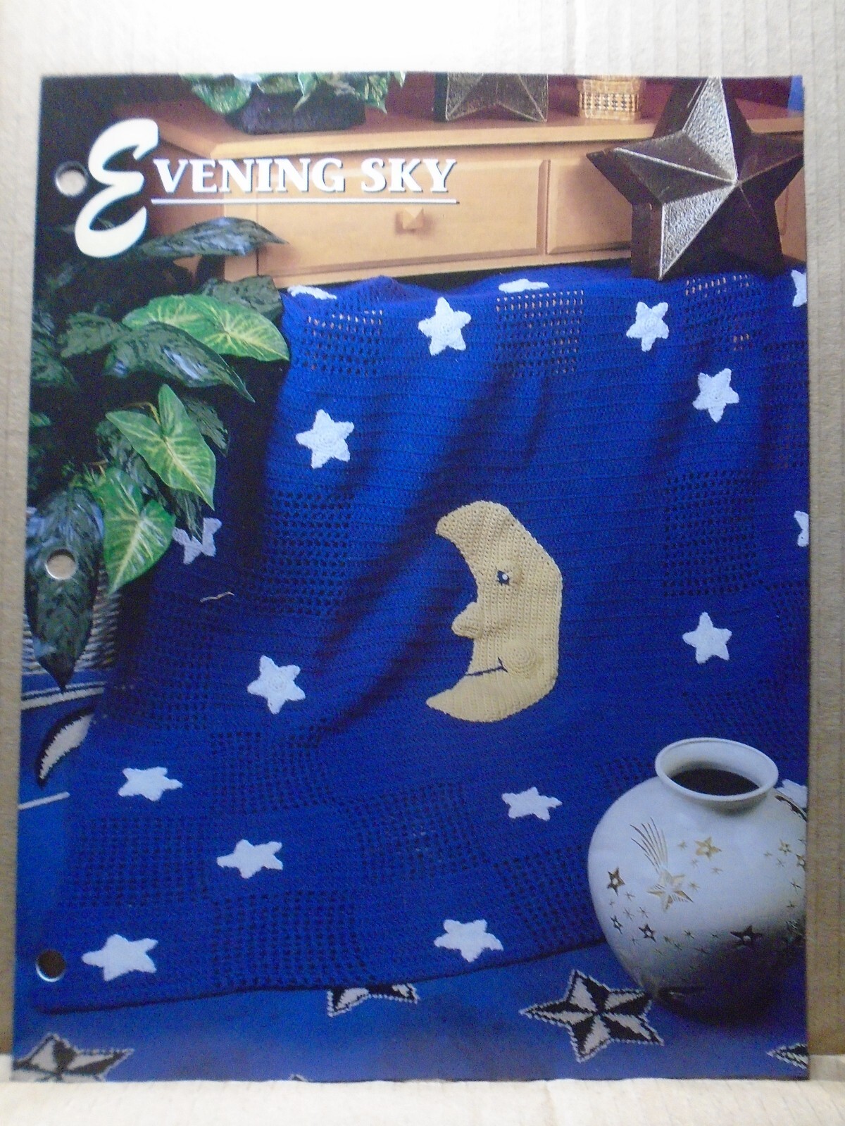 Annie's Attic Evening sky moon,star Crochet Pattern Leaflet Quilt & Afghan Club
