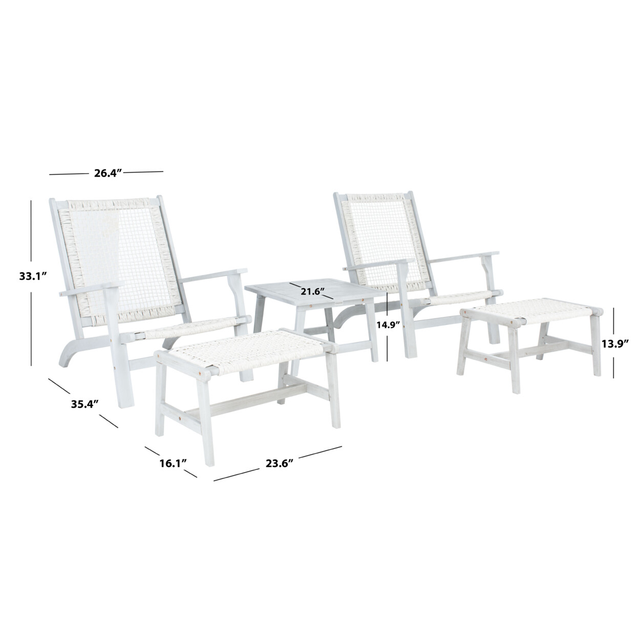 SAFAVIEH Outdoor Collection Chantelle Set | Grey / Grey |