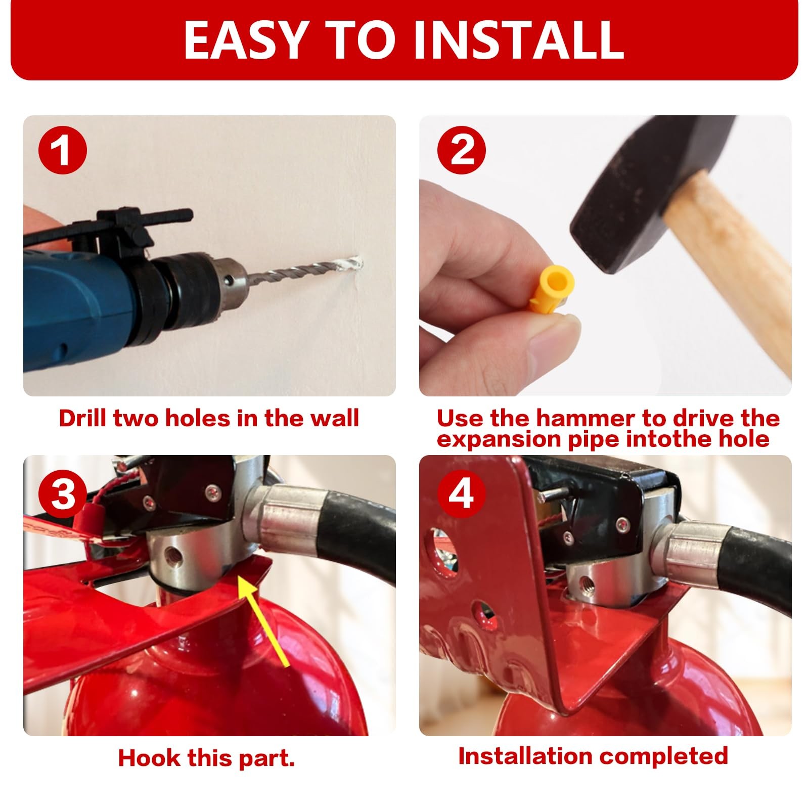 Fire Extinguisher Mounts & Brackets,4 Pack 4 Pack, Red