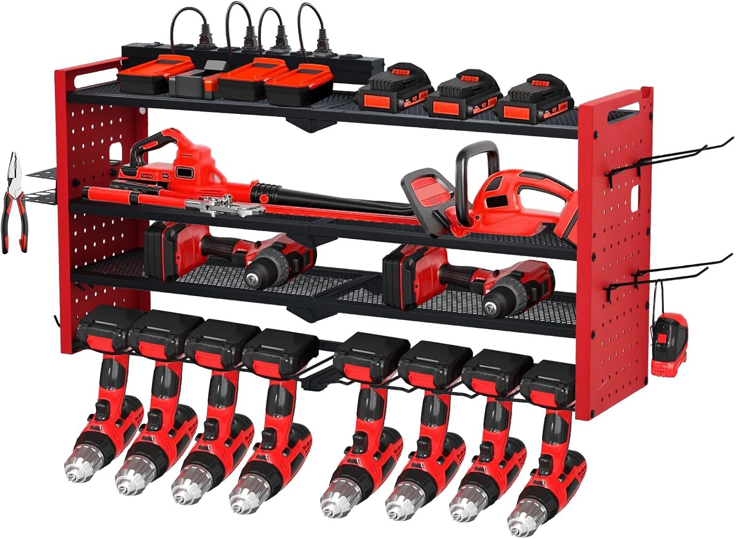 8 Drill Power Tool Organizer Wall Mount Garage Storage Rack 4-Layer Drill Holder