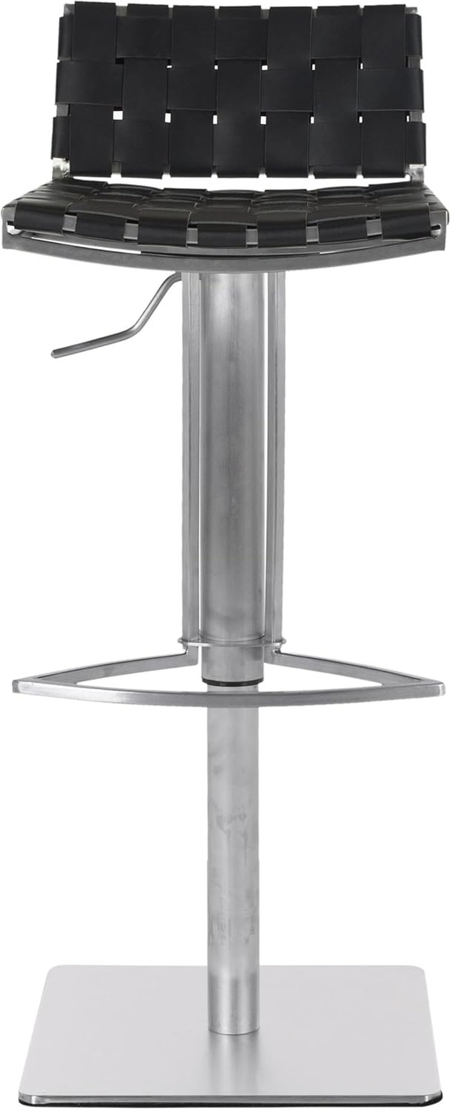 Mitchell Adjustable Gas Lift Bar Stool in Stainless Steel & Black Leather