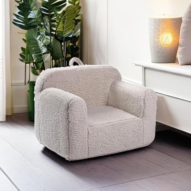 Kids Soft Sherpa Foam Chair Toddler Sofa Cuddly Kids Furniture Removable Cover