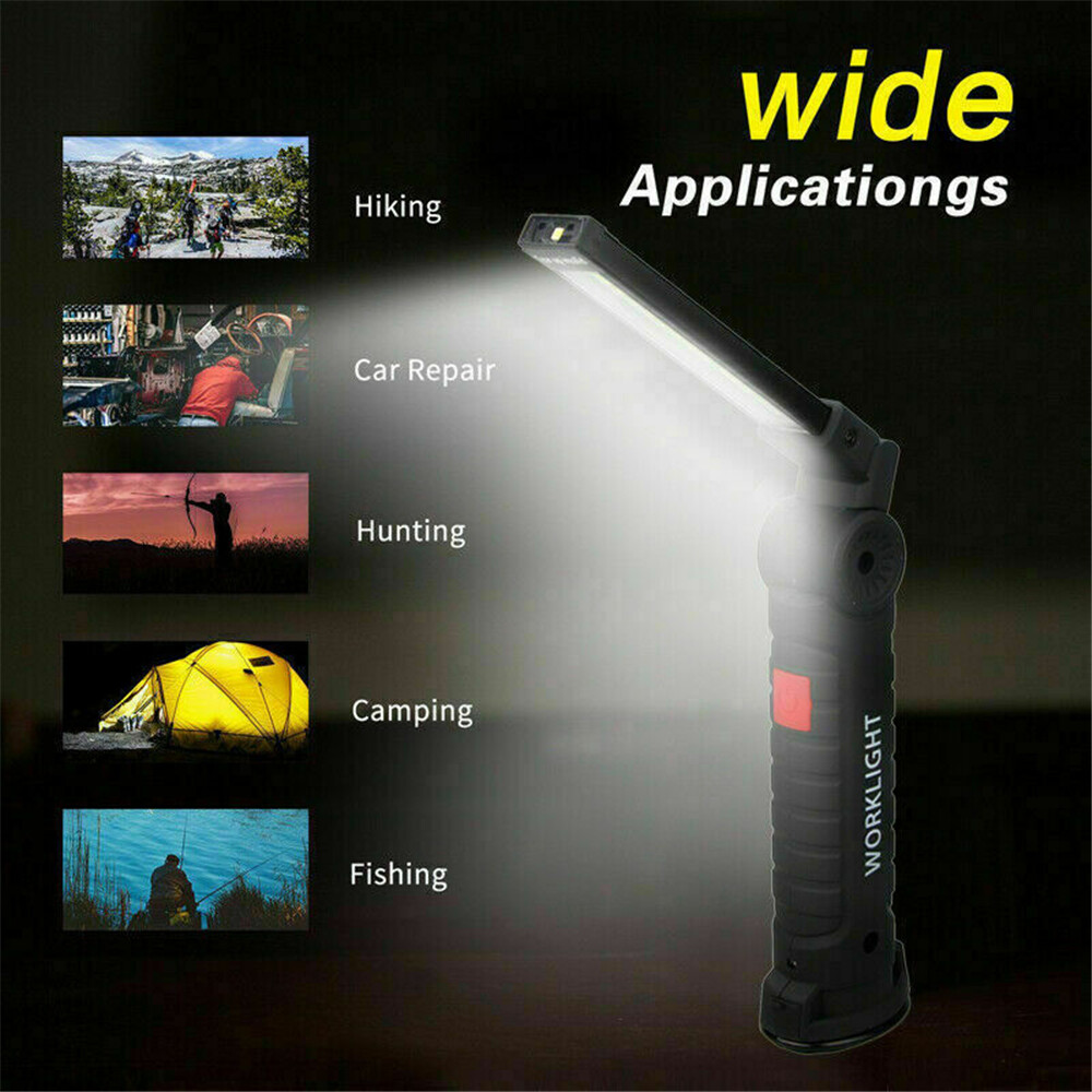 2X USB Rechargeable LED Work Light Dial Switch Magnetic Base Mechanic Shop Lamp