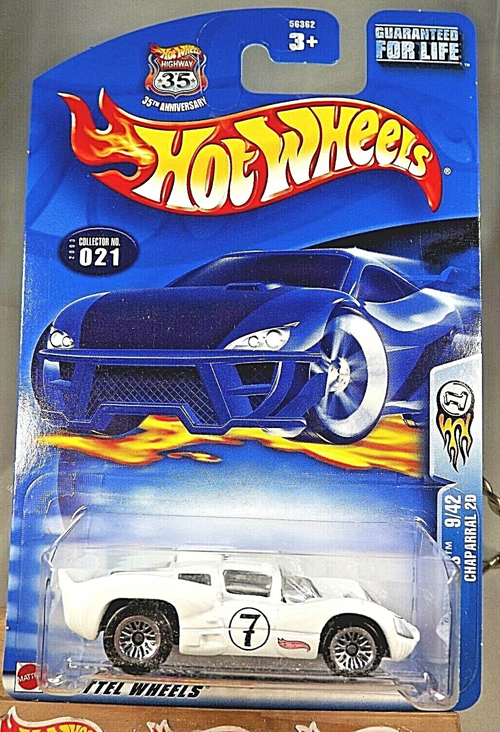2003 Hot Wheels #21 Blue-Tab First Editions 9/42 CHAPARRAL 2D White w/Lace Spoke