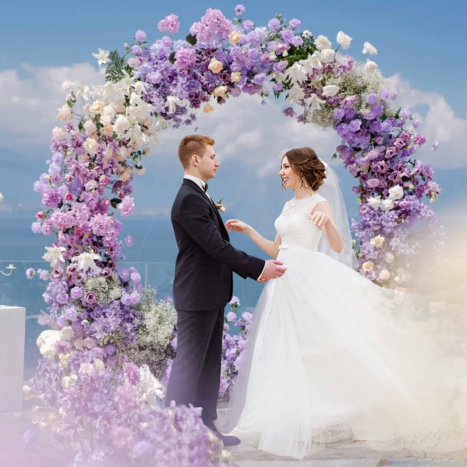 Wokceer Round Backdrop Stand 7.2Ft Circle Balloon Arch Frame Circle Backdrop