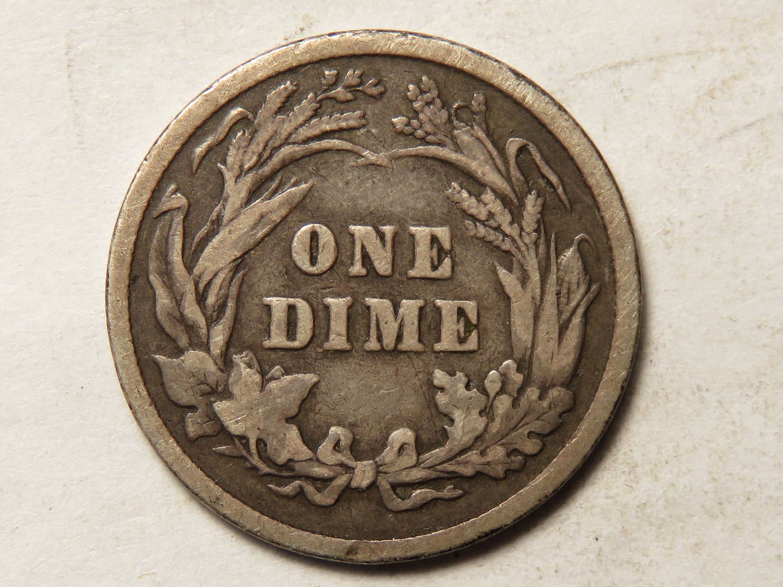 1894-P Barber Dime, Fine, Obverse Scratches