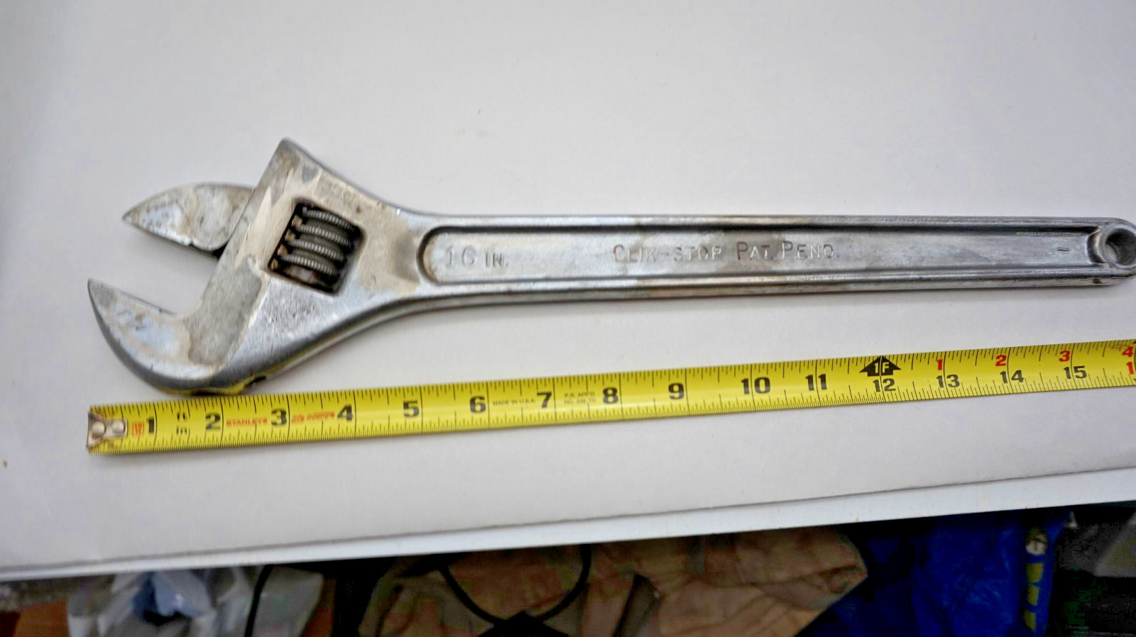 Vintage 16" Lg PROTO "CLIK-STOP" Adjustable Wrench 716-L Made USA "WORKS Good"