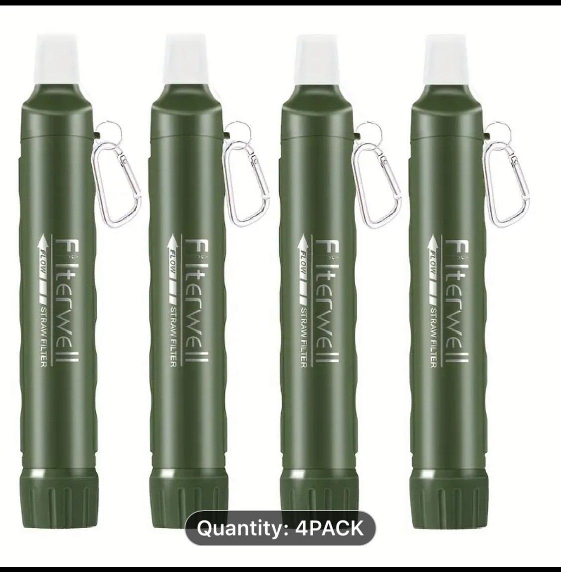 Water Filter Straw, Personal Mini Water Purifier Survival Gear, Hiking, 4 pieces
