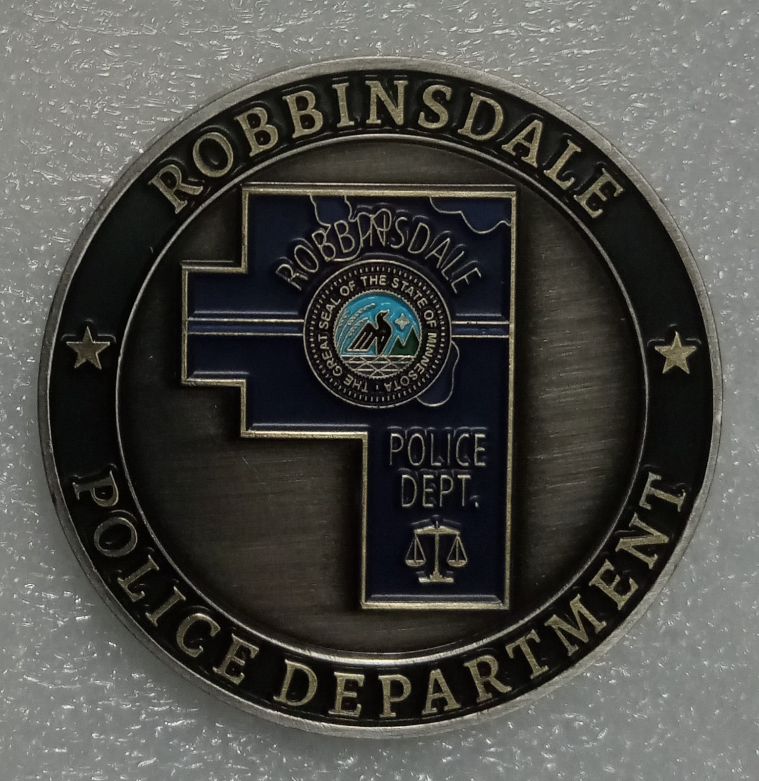 ROBBINSDALE POLICE CHALLENGE COIN sheriff officer MN Hennepin County MINNESOTA