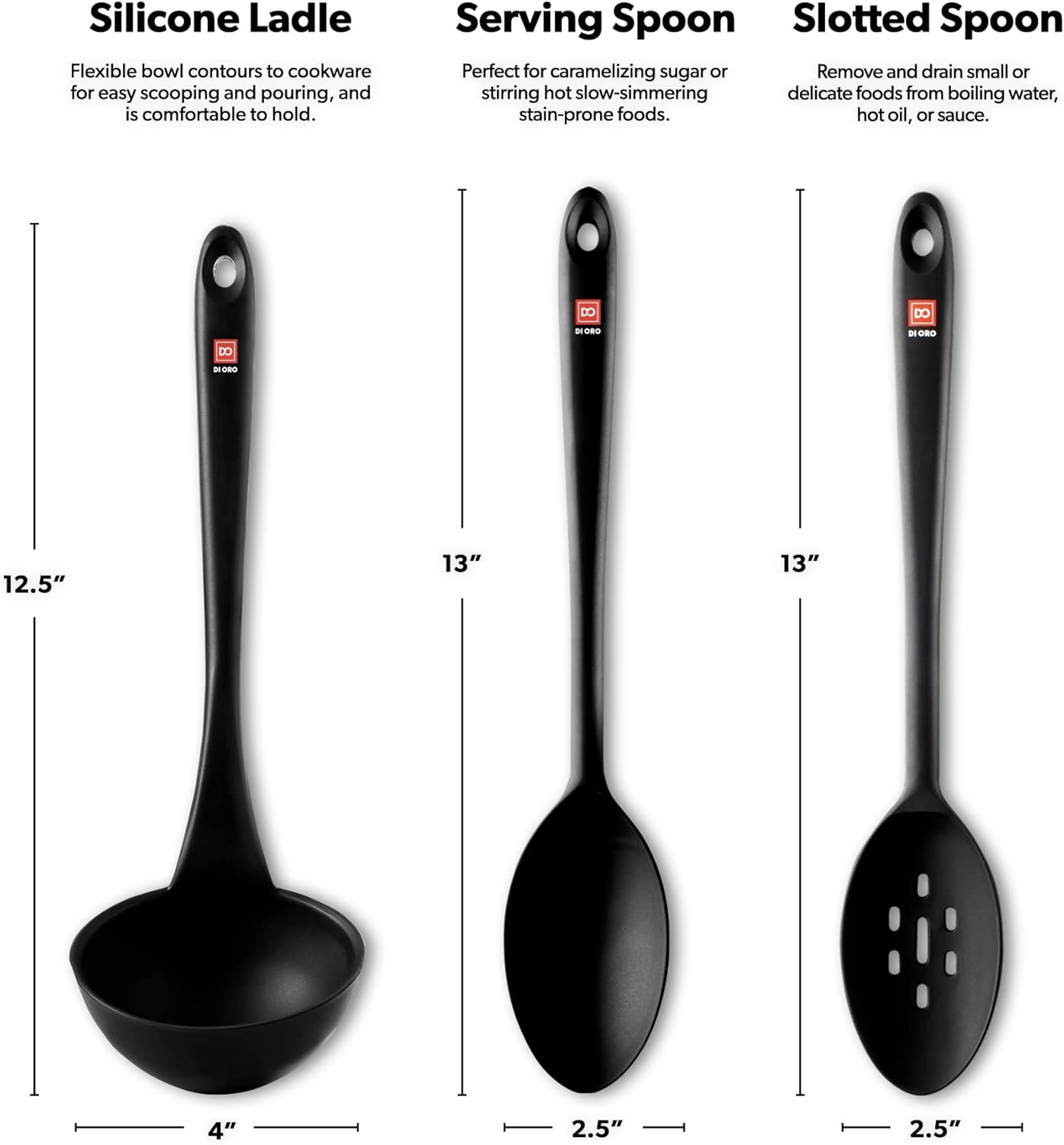 Silicone Ladle and Cooking Spoon Set—Large Kitchen Spoon Set