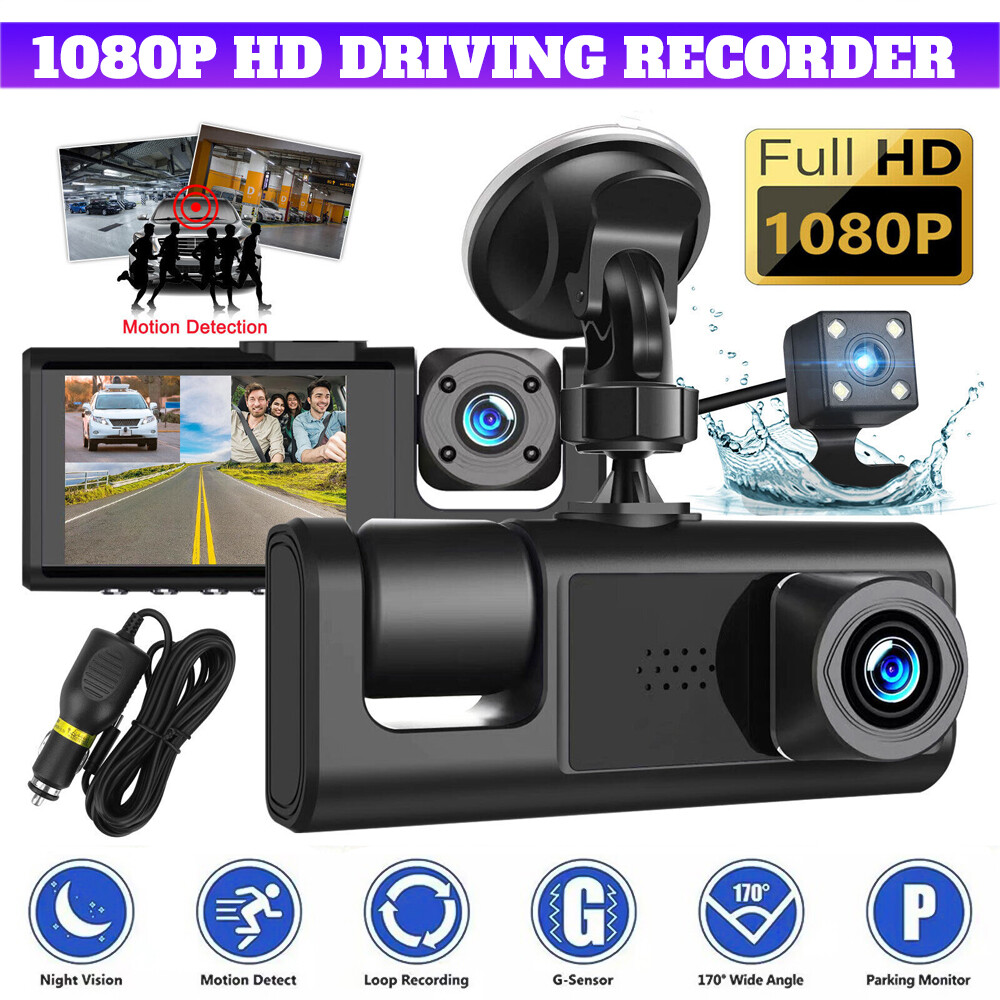 Car Dual Len Dash Cam Video Recorder Camera HD G-sensor Front/Rear/Inside Camara