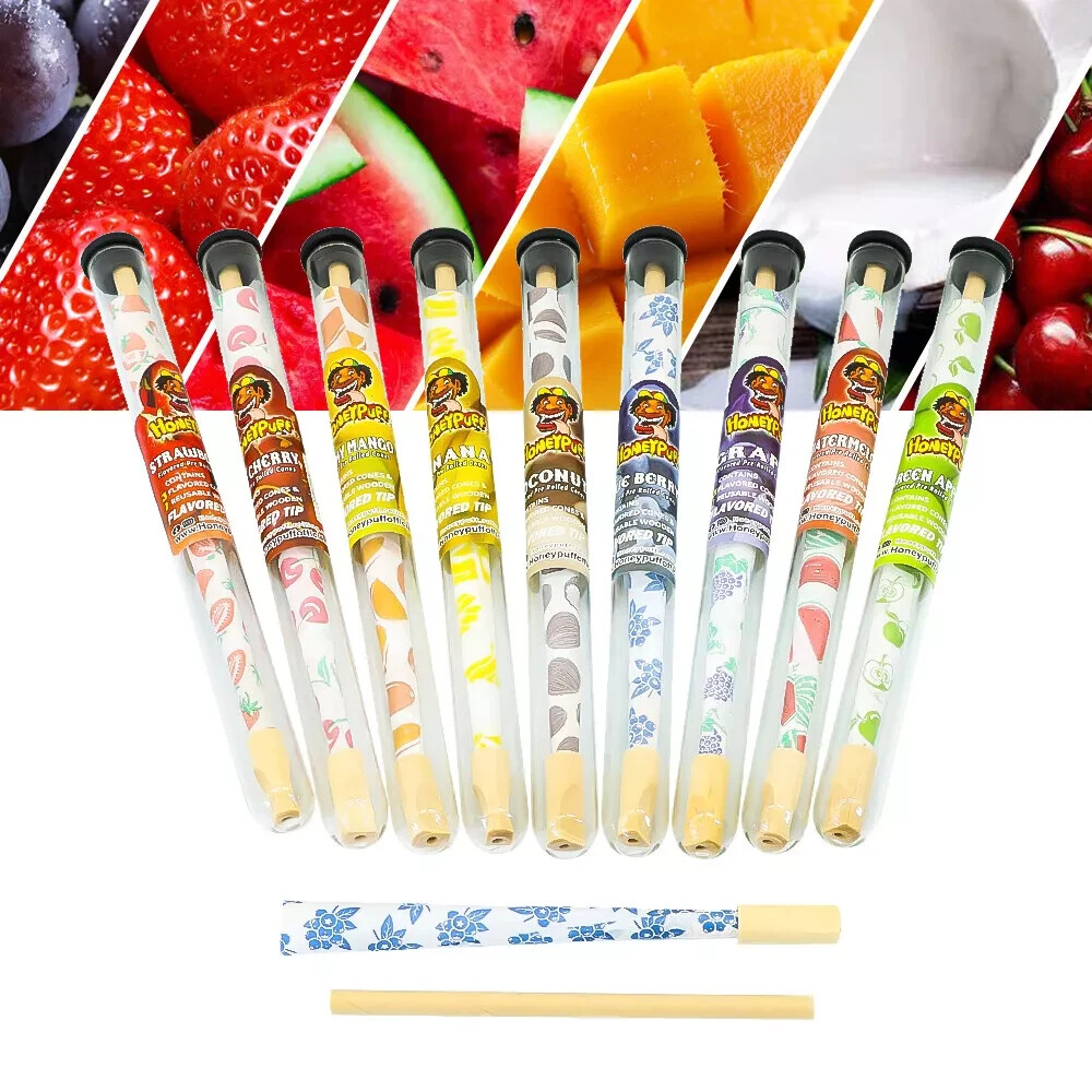 5X HONEYPUFF King Size Fruit Mix Flavored Pre Rolled Paper Cones With Filter Tip