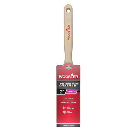Wooster 5220-2 2" Flat Sash Soft, Silver Ct Polyester Bristle, Paint Brush,