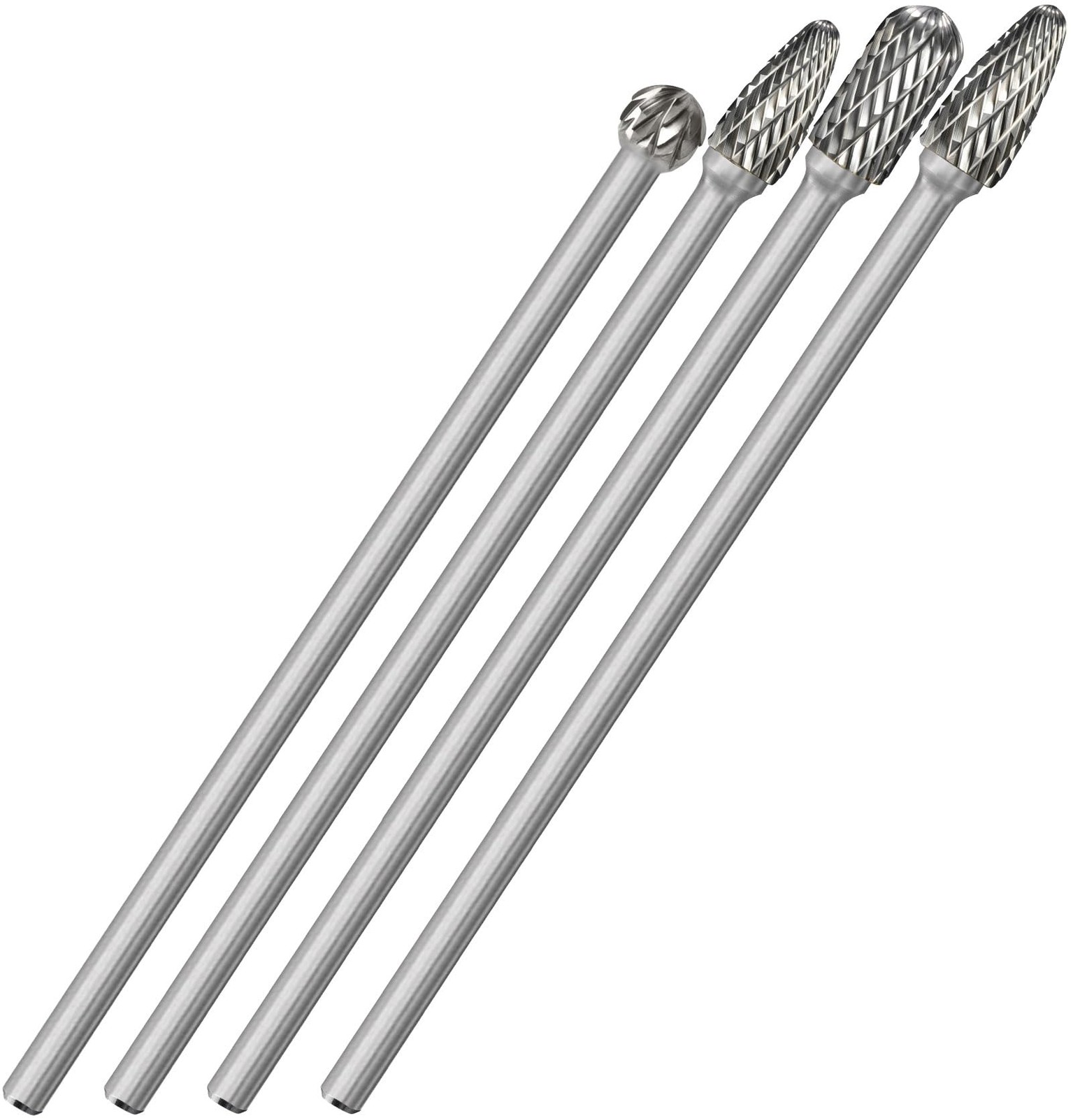 4Pcs Long Carbide Burr Set 1/4" Shank Total L 6.1" Die Grinder Bits Rotary