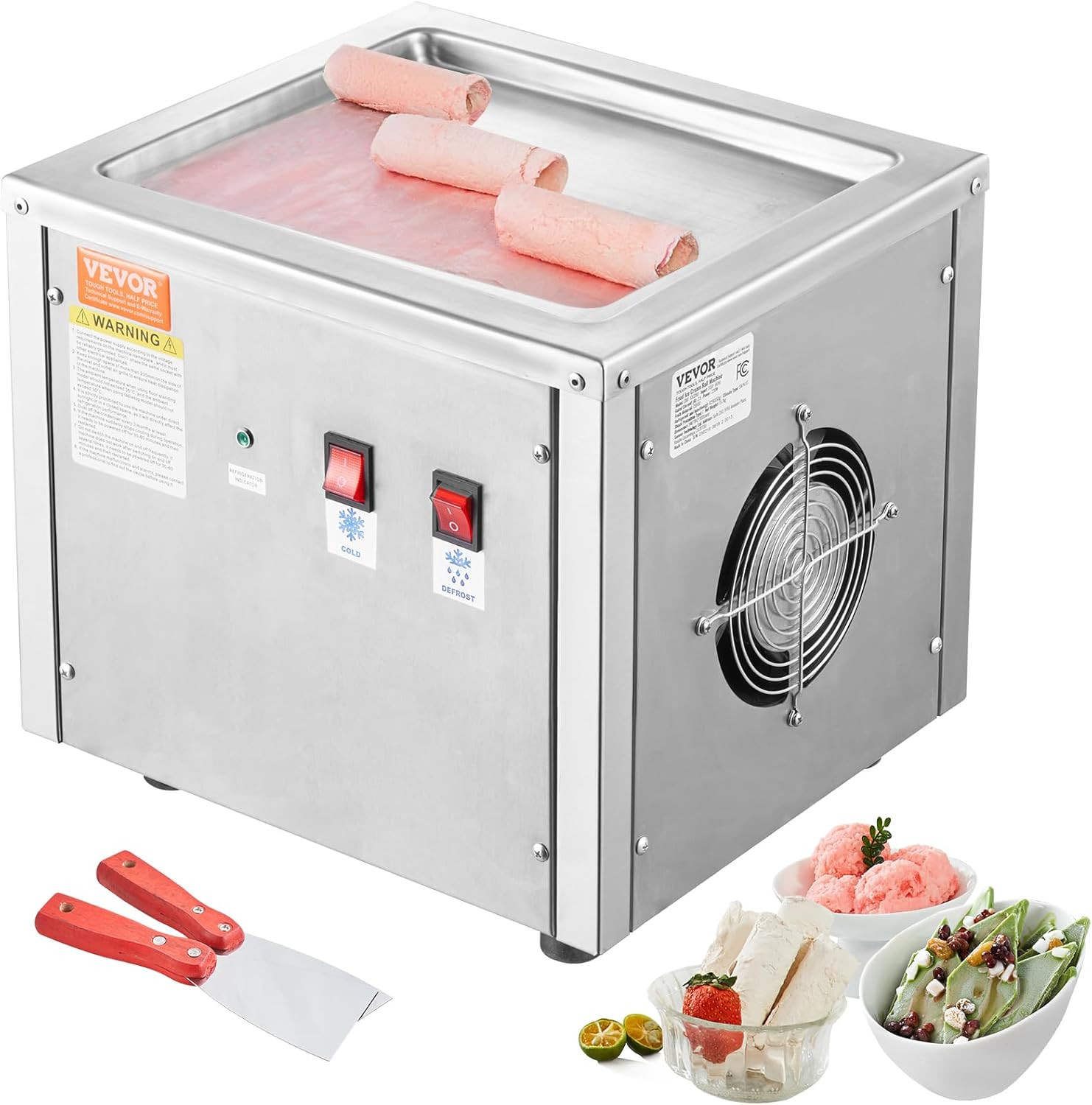 Commercial Ice Roll Maker,Stir-Fried Yogurt Cream Machine 220W, Ice Cream Roll M