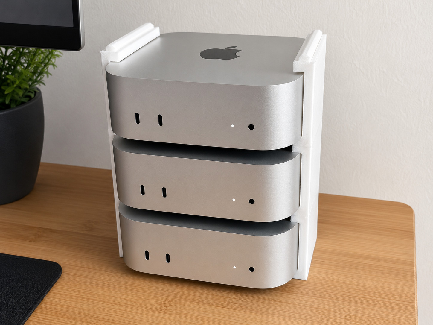 Modular M4 Mac Mini Stack Mount Holder 2-4 Tier Desktop Organizer Stand