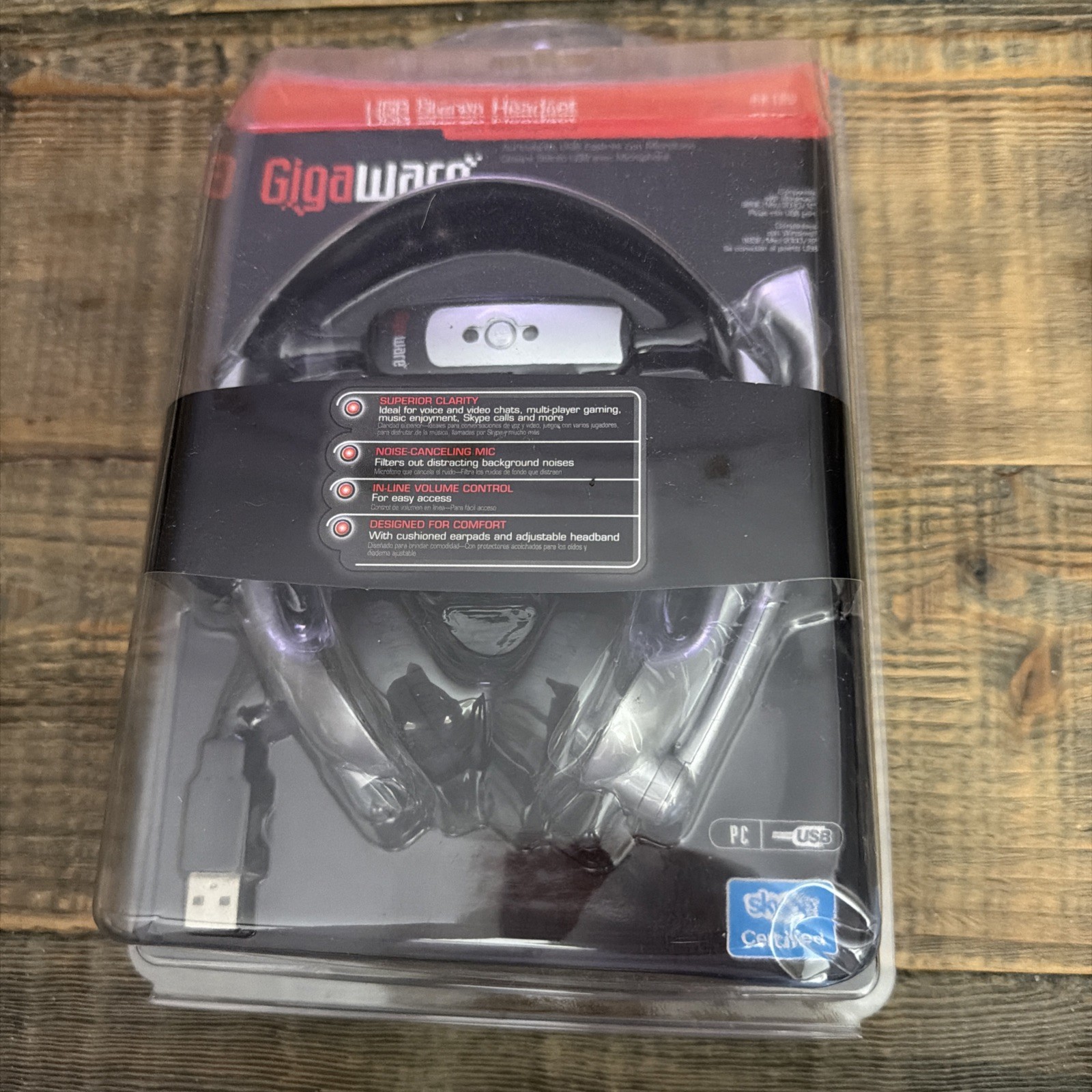 Gigaware USB Stereo Headset 43‑122 Noise‑Reducing Mic Adjustable In-Line Volume
