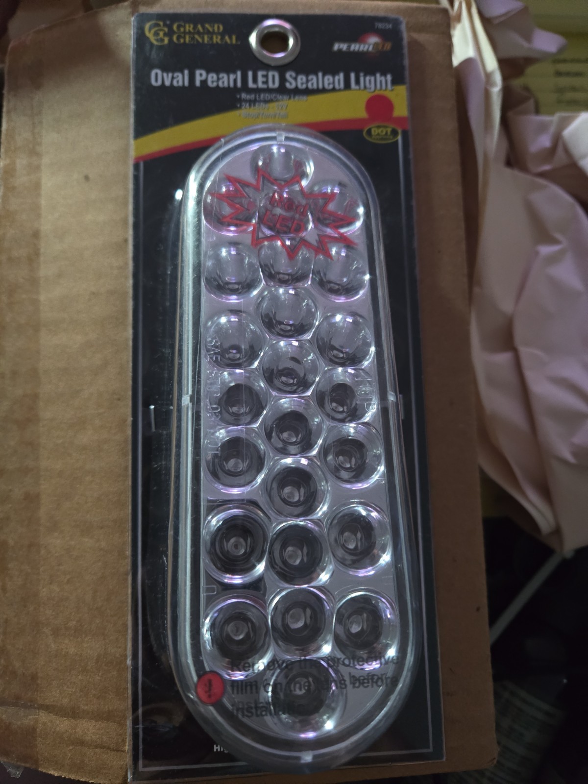 78234 Oval Pearl Red 24 LED Light, Clear Lens