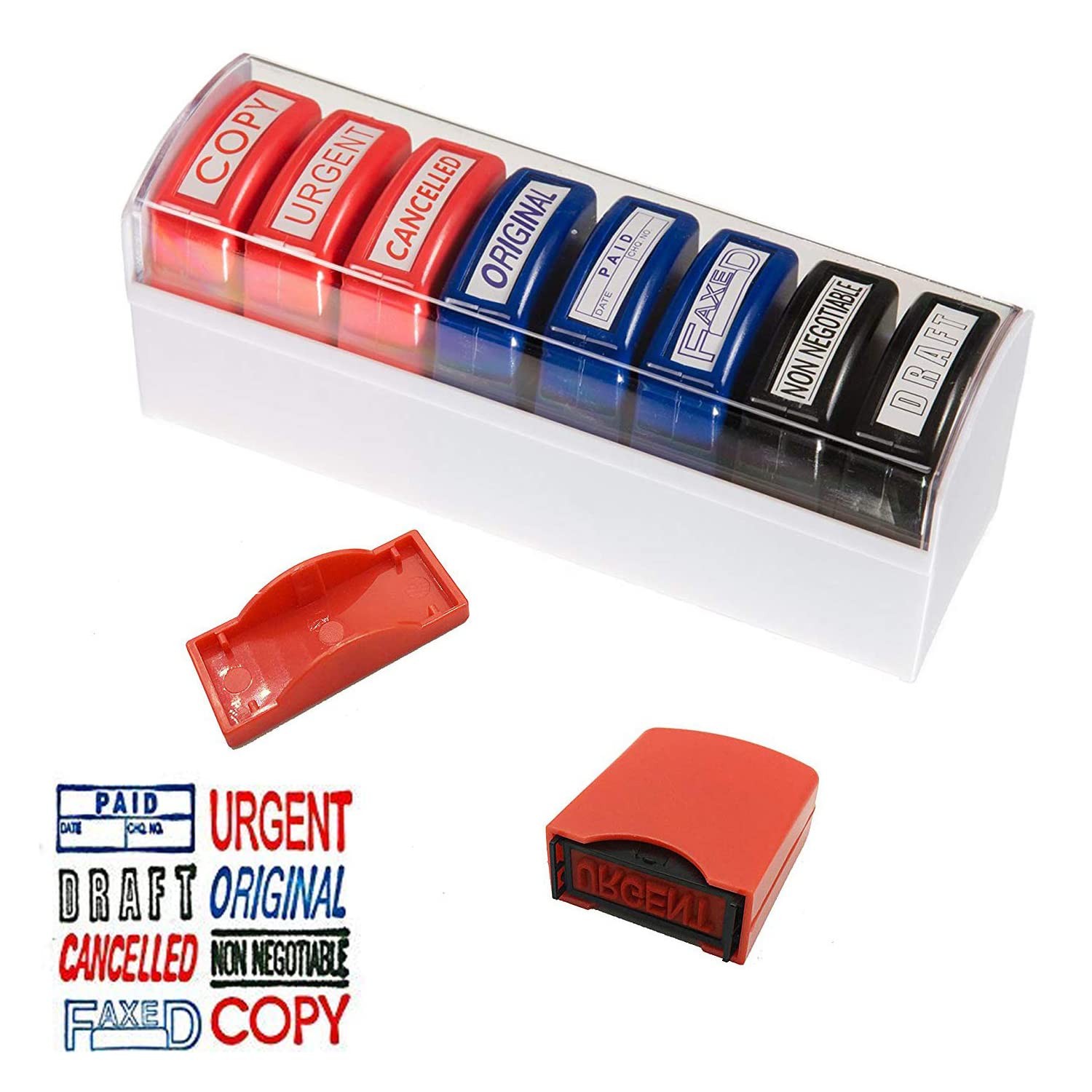 Set of 8 Self Inking Pre-Inked Office Stamp 8 Message Account Stamp Office St...