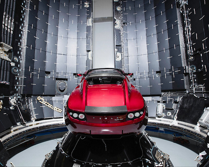SPACEX FALCON HEAVY TESLA ROADSTER REAR VIEW 8x10 GLOSSY PHOTO PRINT