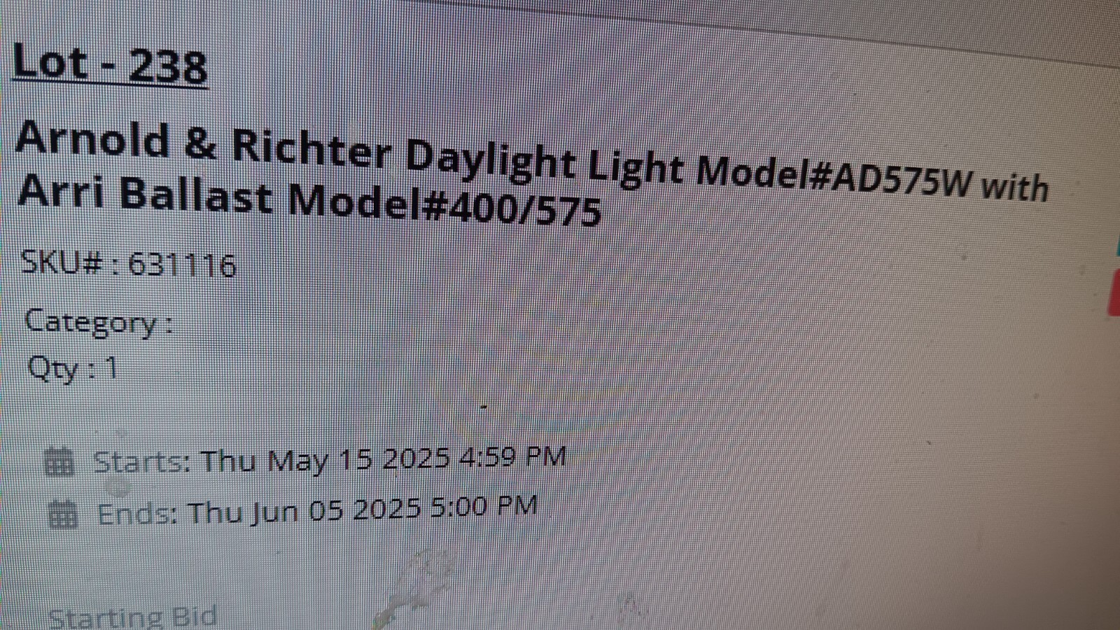 Arri Daylight light system