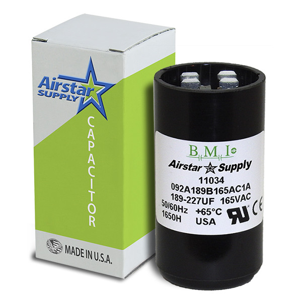 189 - 227 uF x 165 VAC  BMI Motor Start Capacitor # 092A189B165AC1A  USA