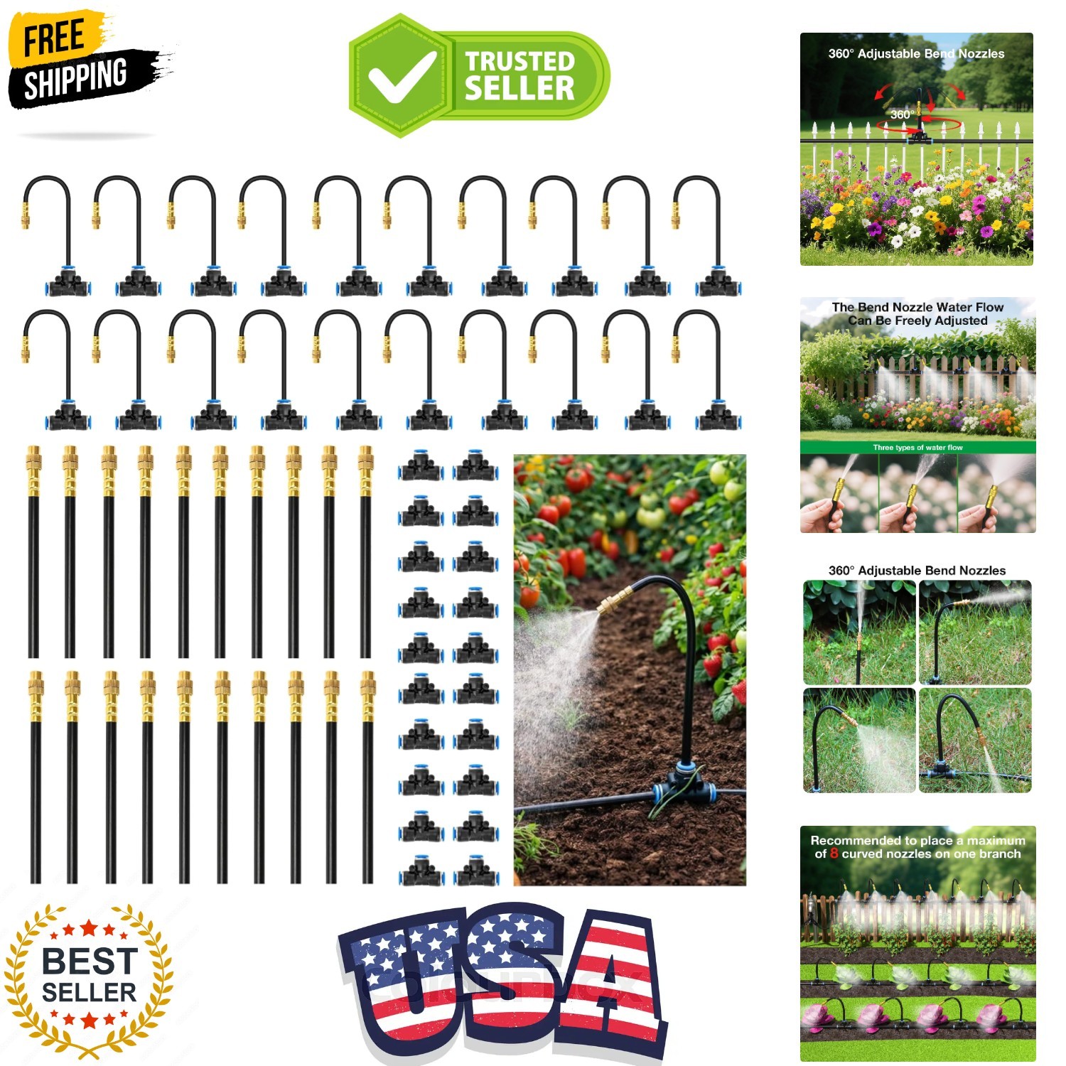20pcs 360° Adjustable Drip Irrigation Nozzles for 1/4" Drip Irrigation Tubing...