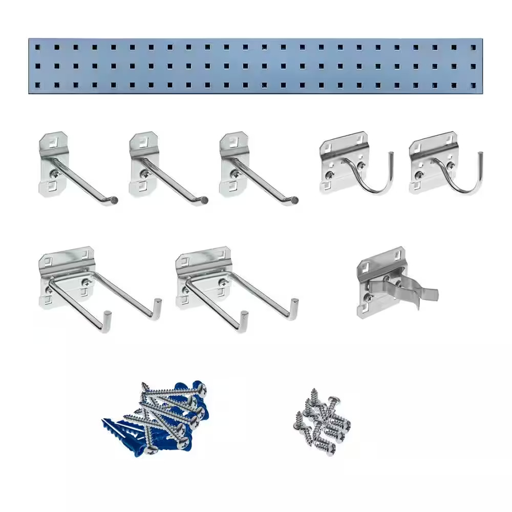 Silver Garden Pegboard Kit with (1) 36 In. X 4.5 In. Steel Square Hole Pegboard