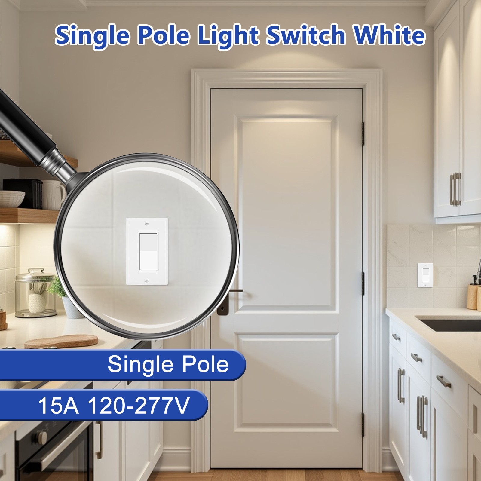 Single Pole Wall Light Switch 15A 120/277V On/Off Rocker Paddle Interrupter × 40
