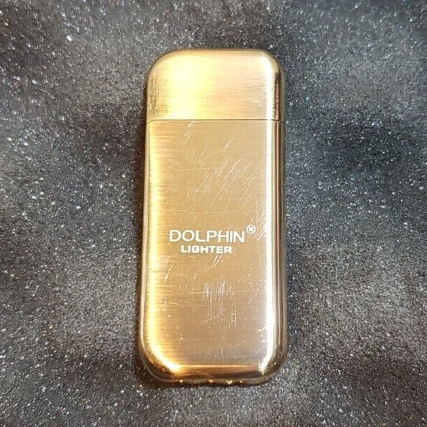 SLIM BUTANE LIGHTER Refillable Dolphin Vintage Style Solid Classic Fast Shipping