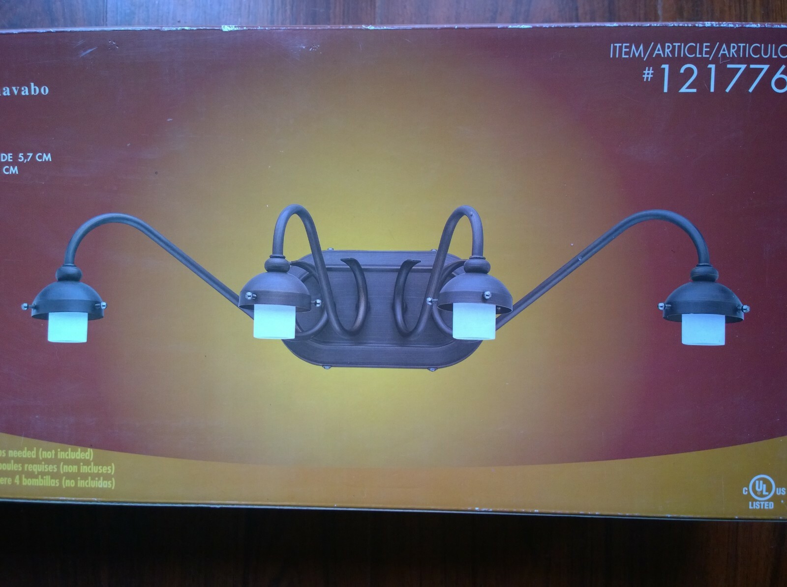 NIB Nice Bathroom 23" Bronze 4-Lite VANITY LIGHT (glass shades NOT included)