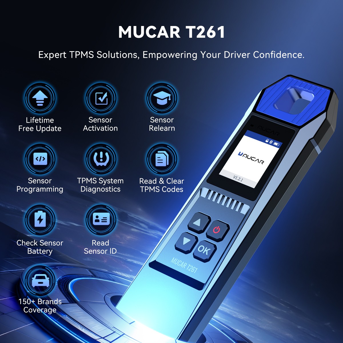MUCAR T261 TPMS Relearning Activation Tire Pressure Sensor Programming For 892BT