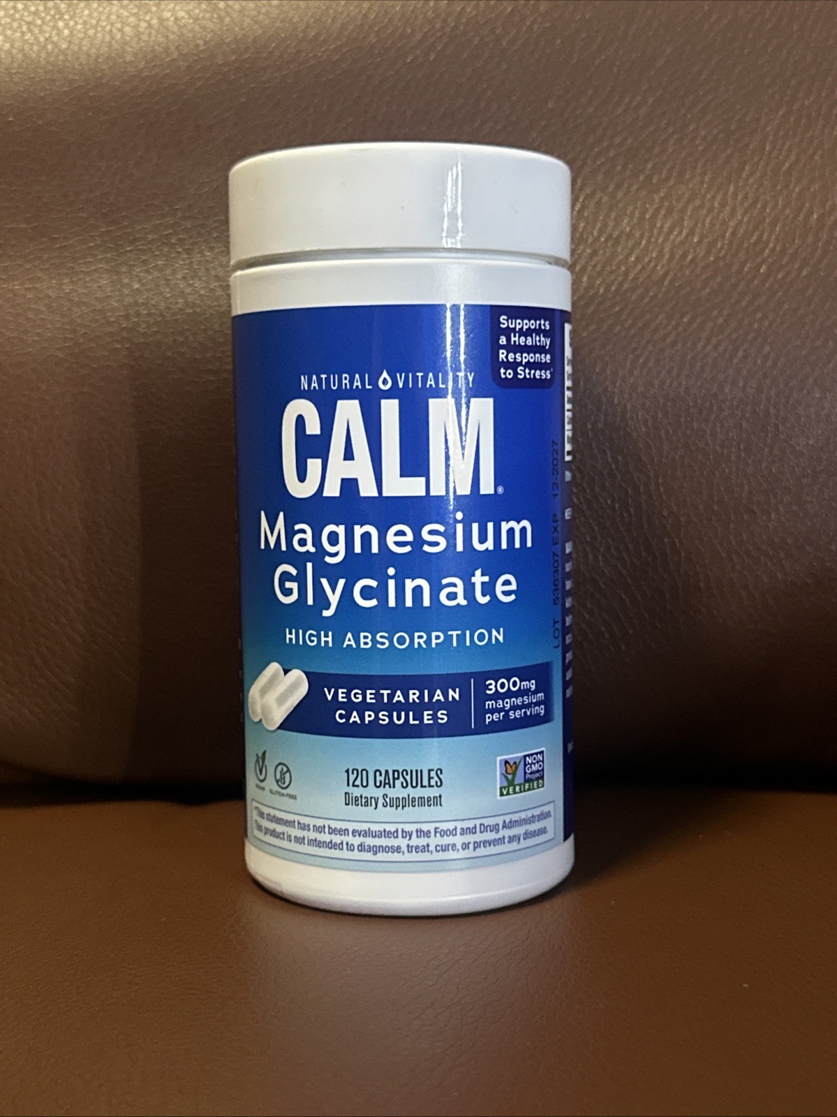 Natural Vitality Calm Magnesium Glycine Supplement 120 Capsules Factory Sealed