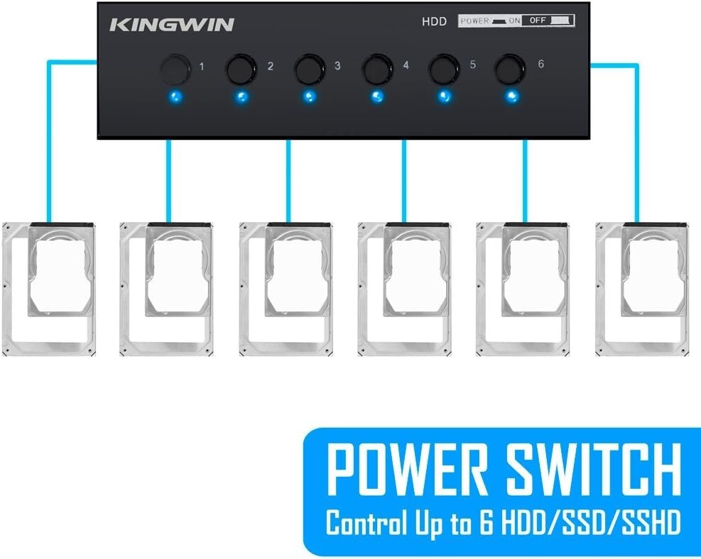 SATA HDD Power Switch Module - Control Up to 6 Drives with Blue LED Status