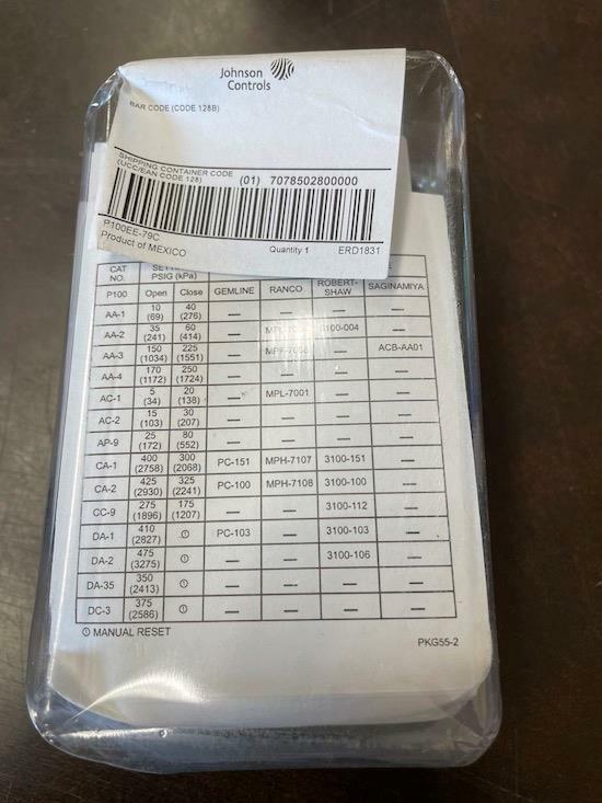 JOHNSON CONTROLS P100EE-79C ENCAPSULATED PRES CONTROL 240VAC